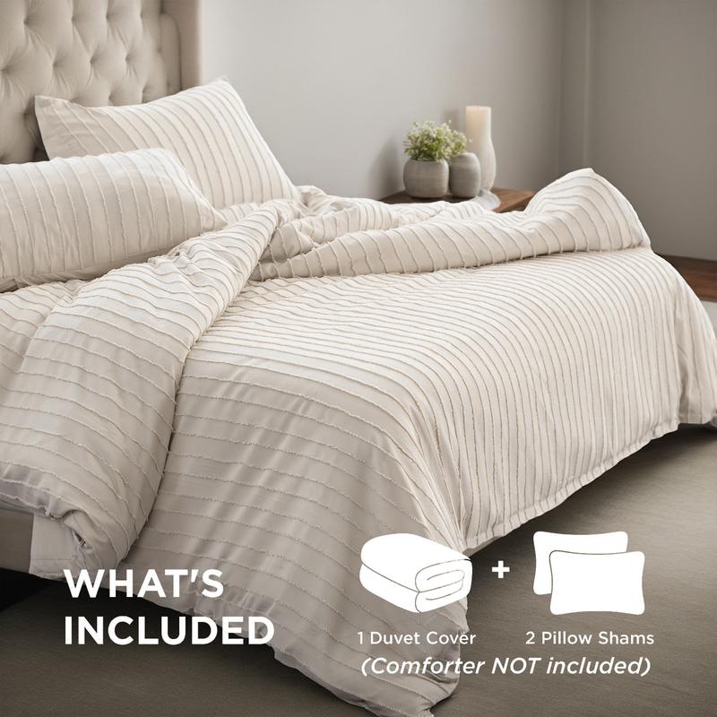 Beige Bohemian Jacquard Bedding Set, Wrinkle-Resistant & Machine Washable - Warm Breathable Comfort for Kids & Adults, Queen Duvet Cover, Ultimate Christmas Gift