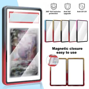 Luxury Gradient Magnetic Metal Card Case, Full UV Block Tempered Glass Cover, Sturdy Aluminum Frame Storage, Durable Stackable Organizer For BGS 35PT Graded Collectible Cards