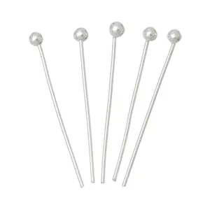 20pcs 925 Sterling Silver Ball Headpin Head Pins, 0.4mm/26 Gauge, Length Selections: 25mm/30mm/35mm/38mm