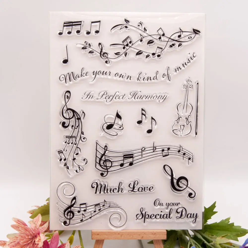 1 music stamp scrapbook paper transparent handmade decorative gift card scrapbook rubber stamp stamp stamp suitable for DIY photo albums transparent silicone stamp Scrapbook Materials Handmade Crafts