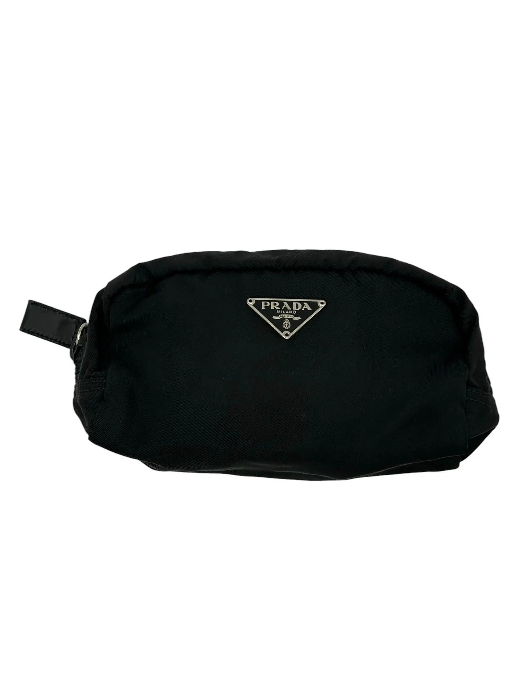 Pre-owned PRADA Nylon Cosmetics Pouch Black Perfect For Daily Use