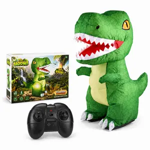 Remote Control Inflatable Dinosaur Toy, 2.4GHz Rechargeable Walking T-Rex with Light Up, Roaring Sound, 360° Rotation, Forward & Backward, Birthday Gift for Kids Ages