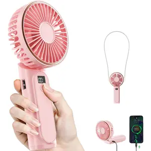 Portable Handheld Fan, 4000mAh, 180 Adjustable, 6 Speed Wind, USB Rechargeable Foldable Fan with Real-Time Display