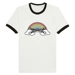 Rainbow and Scissors Ringer Tee | Retro LGBT T-Shirt | Premium Cotton Pride Shirt
