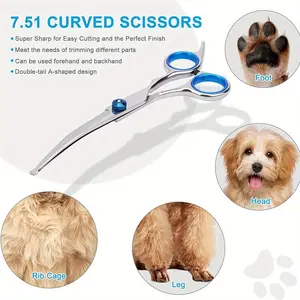 Professional Pet Shedding Tools, Premium Stainless Steel Grooming Scissors Set, Grooming Supplies, Safety Round Tip, Easy Dog & Cat Grooming, Durable Shears, Haircut