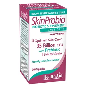 HealthAid SkinProbio, 35 Billion CFU Probiotic with 9 Strains, 30 Vegetarian Capsules, Once Daily, Healthy Skin from Within, 30 Count