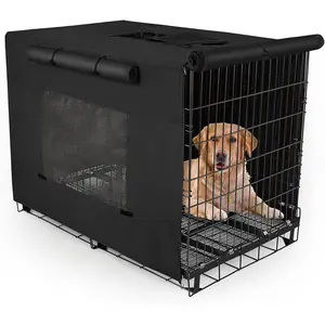 42 Inch Thickened Windproof Dog Crate Cover with Mesh Windows on Both Sides Portable Fit for Indoor Outdoor Dog Cages Use