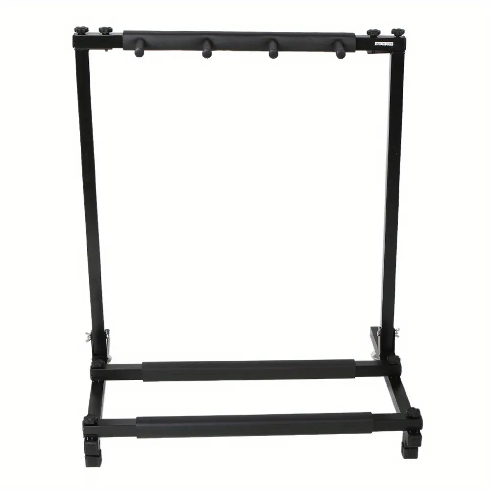 Heavy-Duty Foldable Freestanding Iron 3-Guitar A-Frame Stand - Non-Slip Neoprene Rubber Tubing, Very Strong Base, Soft Protection - Holds Acoustic, Electric, Bass Guitars - Foldable for Transport - Space-Saving Rack for Home, Studio - Black, Iron Frame, E
