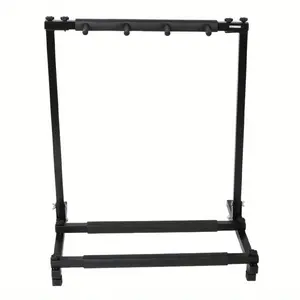 Triple Folding 3-Guitar Stand Heavy-Duty Sturdy A-Frame Design with Non-Slip Rubber Tubing & Sturdy Base - Holds Acoustic, Electric, Bass Guitars - Space-Saving Foldable Rack for Home, Studio, Music Store - Black - Secure Mounting with Soft Neoprene Prot