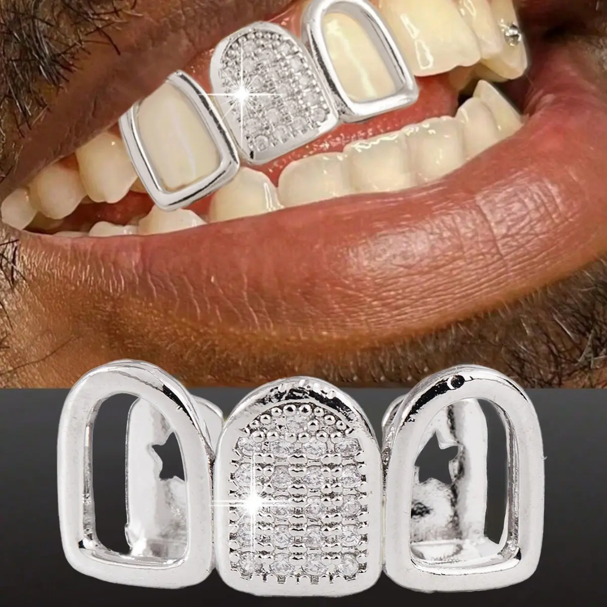 Tooth Diamonds Hip-Hop Punk Dental Jewelry, Trendy Streetwear Accessories for Braces in Multiple Colors, Teeth, Oral, Titanium Alloy, Unisex