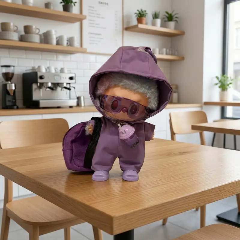 Labubu Dolls Clothes Accessories 5-Piece Set - Softshell Jacket Outfit for 1-3 Gen 6.7-in Figures, Detachable Design, Includes Jacket, Goggles, Water Bottle, Shoes, Backpack, Perfect Gift for Kids' Christmas Gifts