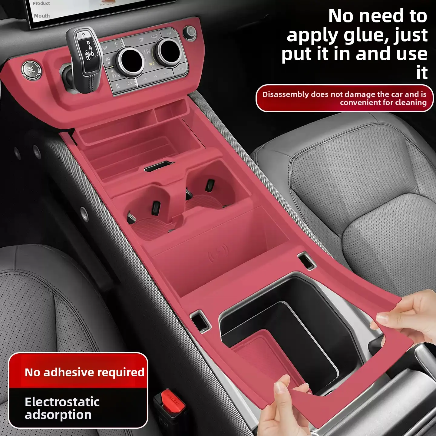Center Console Liquid Silicone Mat Fits 2025 Land Rover Defender 90/110/130, No Adhesive Non-Slip Dustproof Easy to Clean Car Interior Accessory