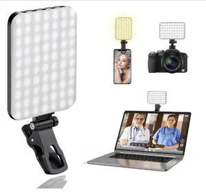 ALTSON 60 LED Portable Selfie Light Video Conference Lighting with Clip & Camera Tripod Adapter Rechargeable 2200mAh CRI 97+, 3 Light Modes for Phone iPhone Webcam Laptop Photo Makeup