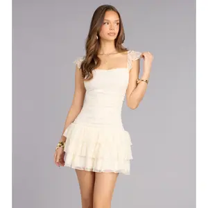 Pretty Moves Lace Ruffle Skater Dress