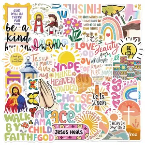50pcs Jesus Cartoon Graffiti Stickers, Decorative Water Bottle, Phone, Notebook, Computer, Luggage, Waterproof Stickers