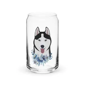 Can-Shaped Glass - Husky | Hand-Drawn Portrait | Drinkware