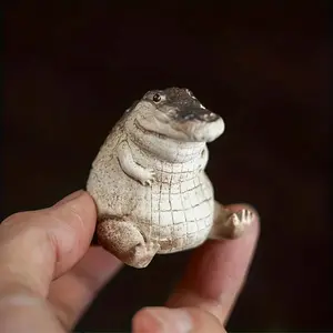 Mini Crocodile Statue, 1 Count Cute Tea Set, Creative Resin Tea Set For Home & Office Birthday Lightweight Gift Decor Room Decor