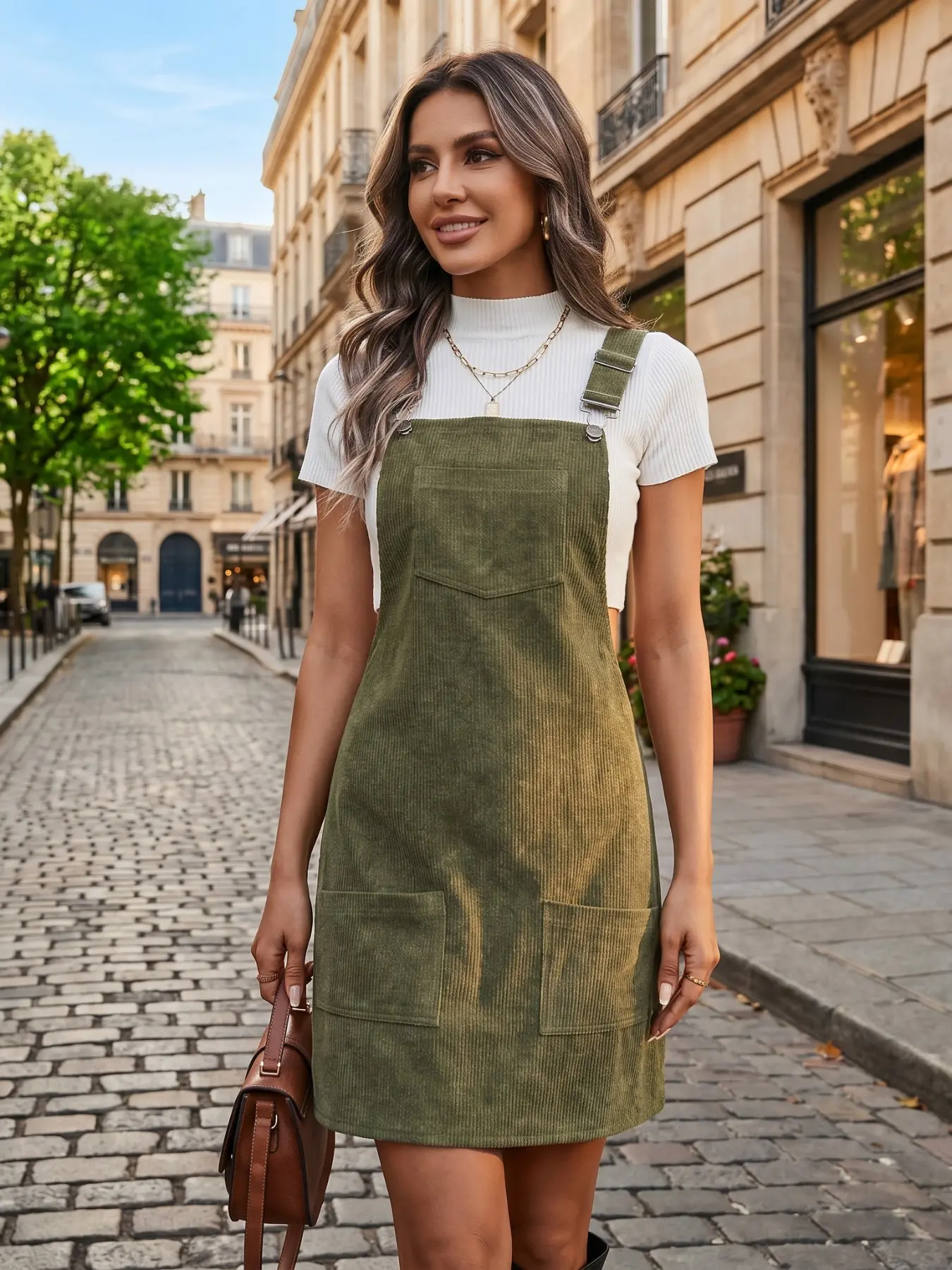 brown overall dress Oddi Colored Denim and Striped in Washed Taupe 3XL Buttoned Stretch Found this corduroy overall dress