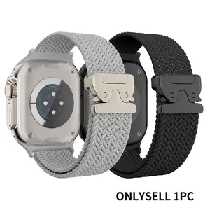 Stretchy Nylon Band Compatible Apple Watch Series 1-11/se/ultra, Size 38mm-49mm, Soft, Comfortable, Adjustable & Durable Design, Easy to Install