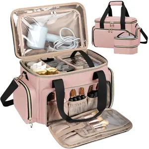 New large-capacityTrendy Travel Cosmetic Organizer Bag Detachable Wheeled Design Multi-space Makeup Storage Pouch Lightweight Portable For Outdoor Business Journey