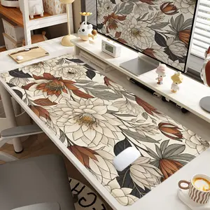 1pc Extra Large Vintage Floral Mouse Pad Elegant Desk Pad,Computer Keyboard Mousepad with Non - Slip Rubber Base Durable Stitched Edge Perfect Gift for Home and Office, Desk Accessories