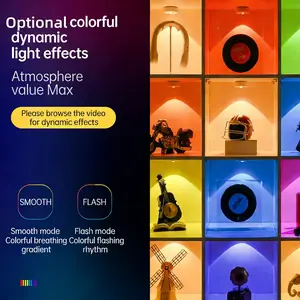 1pc RGB LED Magnetic Cabinet Light, Rechargeable, Remote Control, Three-Color Changing, Easy Installation, Home Decor Lamp