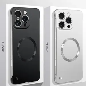 Ultra Thin Matte PC Frameless Protective Phone Case for iPhone 17 Pro Max 16 Pro Max 15 14 13 12 Pro Max 17 Air Magnetic Wireless Charging