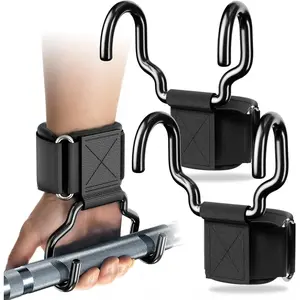 Pull Up Grips for Men Women Lifting Hooks with Wrist Straps Anti Slip Design Durable Neoprene Strap & Rubber Grip Pad for Weightlifting Workout Gym Accessories