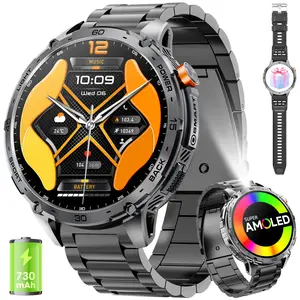 Military Smart Watch for Men (Answer/Make Calls),Rugged Smartwatch with Flashlight/ 1.75" AMOLED HD Always Disply/730mAh Battery/Heart Rate/SpO2/Sleep Monitor/110+Sport Modes/IP68 Waterproof,Fitness Tracker for iPhone Android