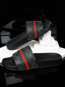 2026 Summer Men's One-Strap Sandals, Floral Soft Sole Large Size, Indoor Outdoor Beach Shoes, Comfortable PVC Upper, Eva Sole, Slide, Casual Slipper Shoes
