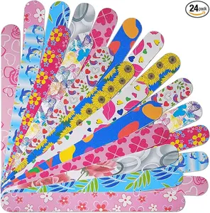 Nail Files (24 Pack), Colorful Emery Board Nail File for Natural Nails Double Sided 180 Grit Professional Fingernails Emory Boards Buffer Manicure Tool Nail Shaping Buffing Smoothing Filers Flowery