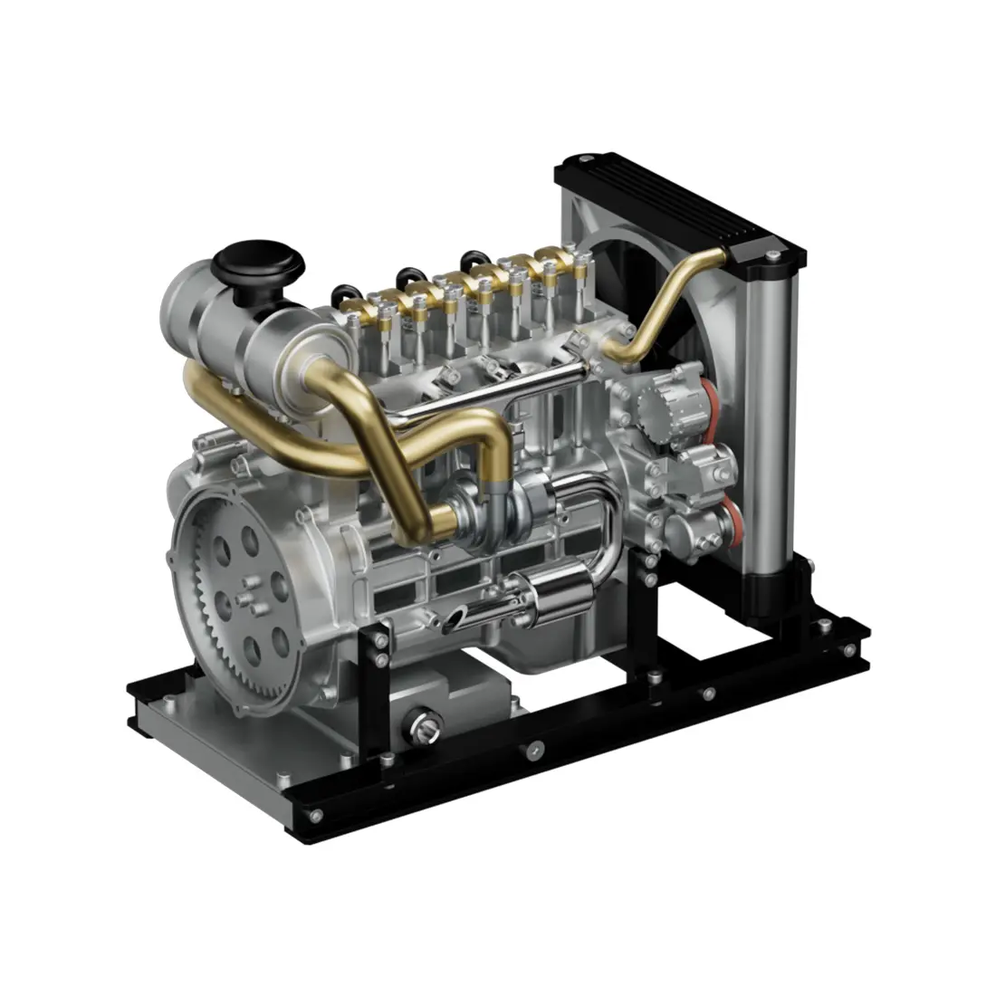 1/10 DIY Mini Metal OHV Inline Four-cylinder Diesel Engine Model with Cooling System Educational Toys Gifts (Upgraded Version/300+PCS)