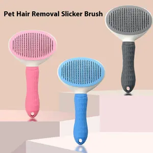 Ultimate Pet Grooming Tool Deshedding Brush for Long-Haired Cats & Dogs Reduces Shedding Eliminates Loose Fur Essential Grooming Comb for Healthy Coats in Blue Gray & Pink Versatile Self-Cleaning Hair Dematting Brush