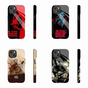 The T-Texas C-Chain S-Saw M-Massacre Mobile Phone Case for iPhone 16 Pro Max, Glass Back Hybrid PC TPU Drop-Proof Cellphone Case for iPhone 16/15/14/13/12/11 Pro Max/Plus
