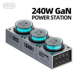 mfish Fast Charging Solution E-Tank 240W GaN Power Station Desktop Charging Station, Powerful flash charging with RGB colorful lights, Seven ports universal charger  dealsforyoudays