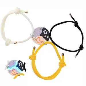 3-Pcs Sun, Moon, Star Magnetic Bracelet, BFF Puzzle Design Jewelry with Sequin Details, Ideal Friendship Gift for Sister & Best Friends, Graduation Back to School Gift