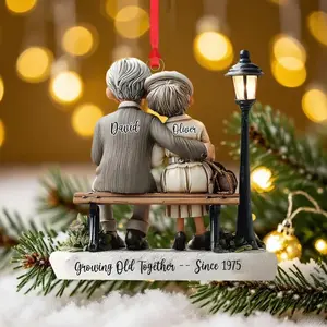 Personalized Christmas Gift for Couples, Custom “Growing Old Together” Ornament, Anniversary Gift for Him & Her, Holiday Keepsake for Parents, Cute Grandparents Gift, Romantic Xmas Decoration