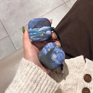 Creative Oil Painting Starry Sea Wave Earphone Case, Fits Samsung Buds3 Fe Bluetooth-compatible, Galaxy Buds4 Pro/3 Pro/2 Pro, Anti-Drop Gift