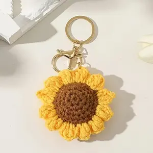 Crochet Sunflower Keychain, //1 Count Handmade Crochet Sunflower with Keychain, Meaningful Gift for Birthdays, Graduation