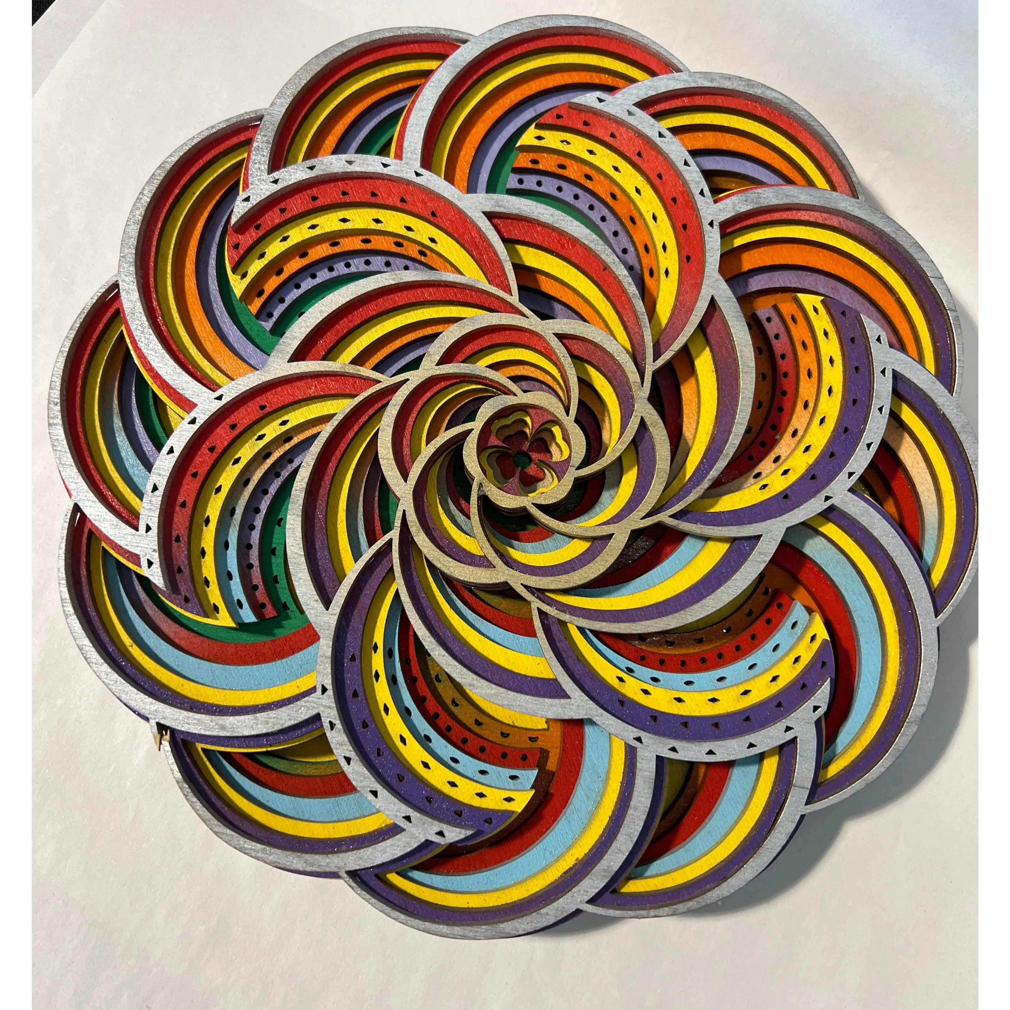 Wall Decoration Flower Mandala 3D Art Multilayer Wood Floral Mandala 2362