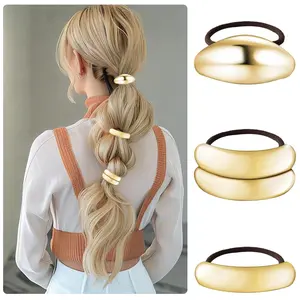 Hair Cuffs 3 count  Ponytail Cuff Hair Tie for Women Metal Hair Cuff Wrap for Thick Hair Cute Geometric Hair Accessories