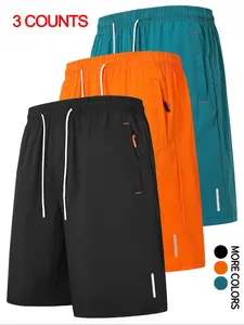 Men's Solid Color Drawstring Waist Shorts, Adjustable Shorts, Casual Regular Fit Pocket Zipper Shorts for Summer, Men's Bottoms for Daily Wear, Casual Breathable Shorts