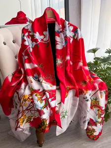 Women's Floral Print Lightweight Shawl, Casual Soft Comfortable Silk Feeling Scarf for All Seasons, Fashion Accessories for Women & Girls