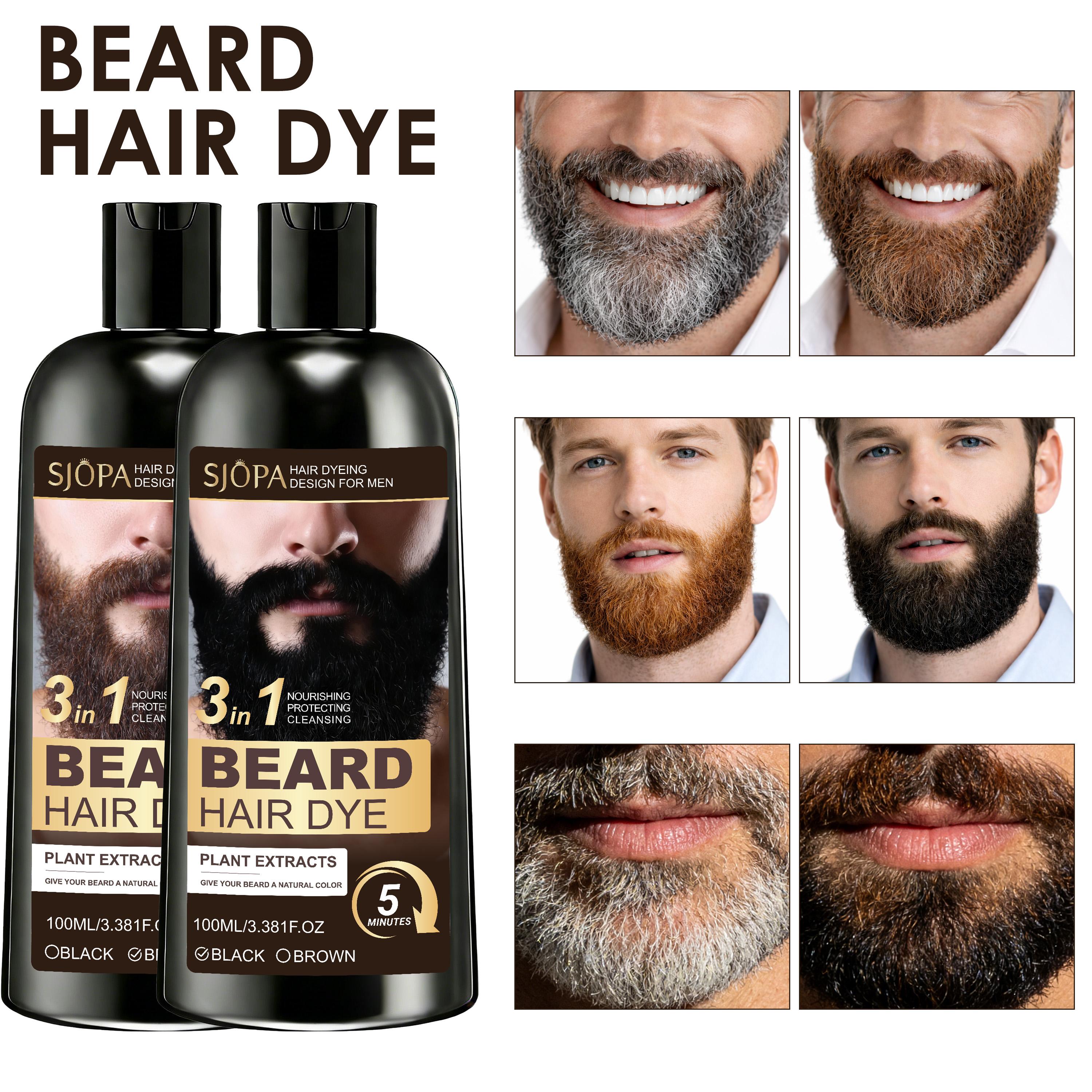SJOPA Men's Long-Lasting Black Hair Dye and Gray Hair Repair Root Coverage, Natural Beard and Moustache Coloring Shampoo 3-in-1
