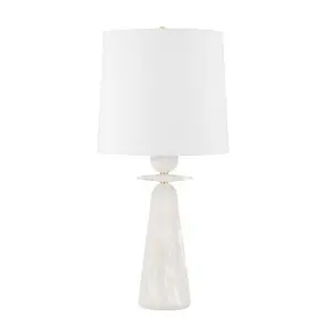 Montgomery Table Lamp With Alabaster Base and White Drum Shade for Elegant Home Lighting