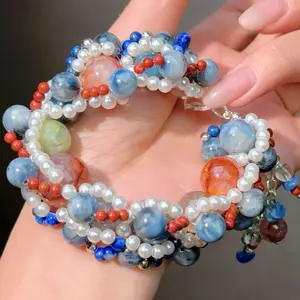 017 Kyanite Hematoid Quartz Lapis Lazuli bracelet 2025 energy high quality fashion jewelry magnetic beads bracelet gift