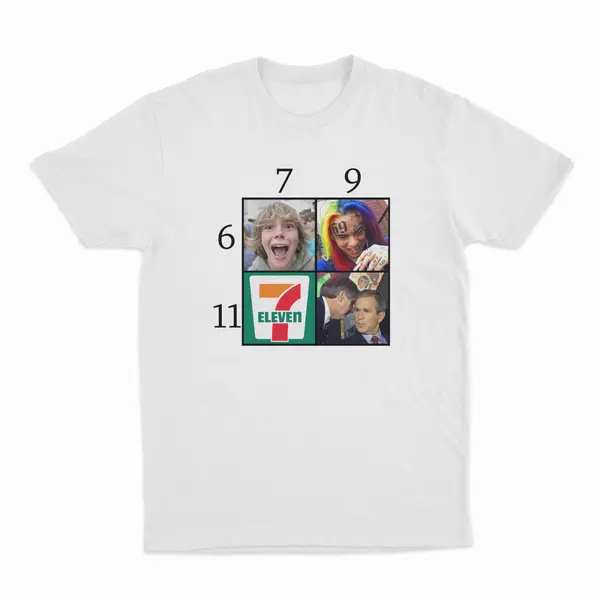 Casual Meme Style, Unisex T-Shirt, 7-Eleven And Pop Culture Collage Graphic, Summer Cas