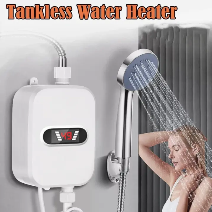Small Instant Electric Water Heater Set with LCD Temp Display,Outdoor mini instant heating electric water heater Suitable for outdoor camping