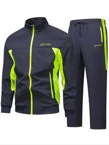 Men's Sportswear Set with Fluorescent Stripes, Simple Fashion Design, Ideal for Daily Sports Activities