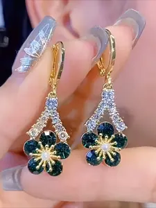 Vintage Exquisite Elegant Luxurious Simulated Pearl Cubic Zirconia Flower Earrings for Woman Daily Vacation Music Festival Anniversary Gift Couple's Gift，Gift for Her